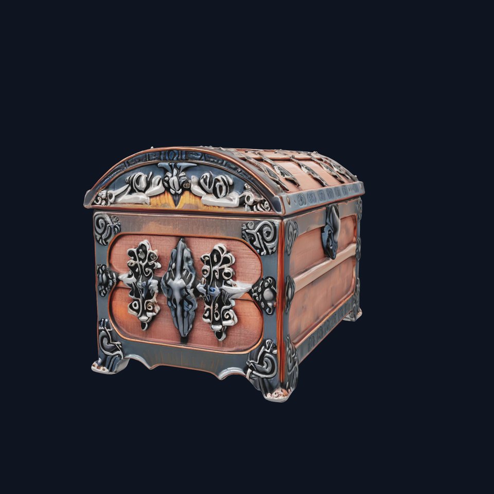 Victorian Gothic Treasure Chest with Ornate Iron Carvings